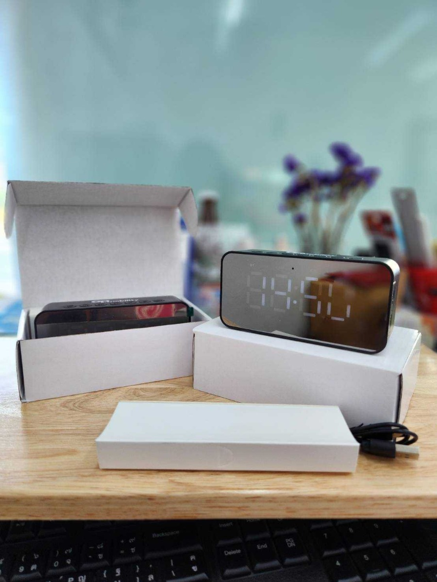 นาฬิกาลำโพงบลูทูธไร้สาย Wireless Bluetooth จอแสดงผลดิจิตอลนาฬิกาปลุก