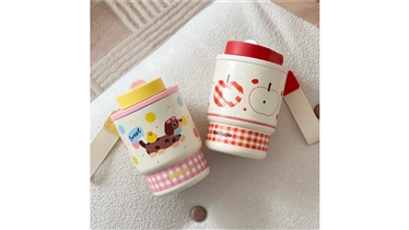 แก้วเก็บอุณหภูมิสเตนเลสพร้อมสายหิ้วลายการ์ตูน